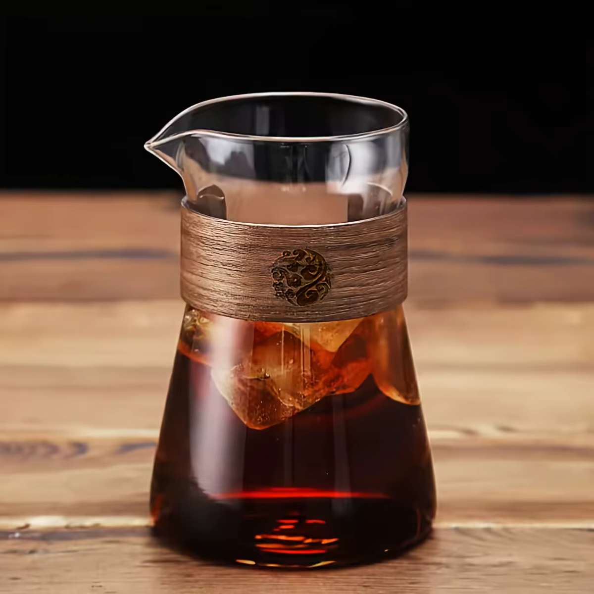 Carafe à café en verre de 16 oz avec couche thermorésistante en bois