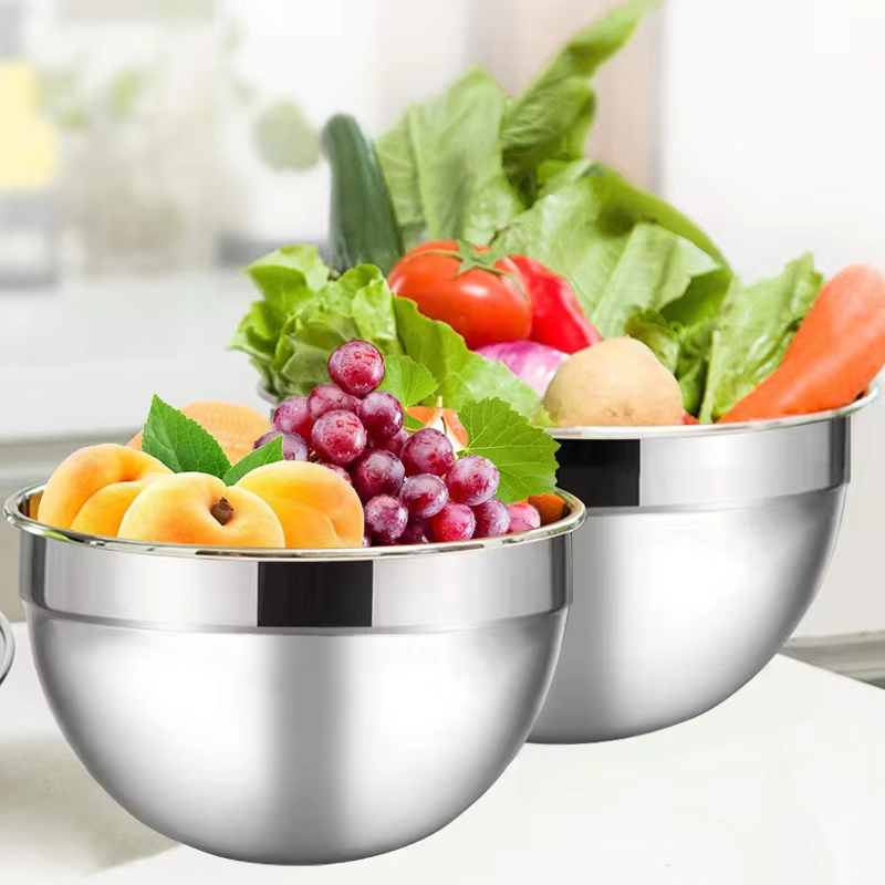 Bassin à salade en acier inoxydable 5 pièces avec couvercle