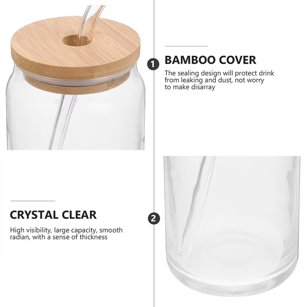 1 Pcs Disponible Mason Bocaux Café Tasse avec Pailles Couvercles Glacé