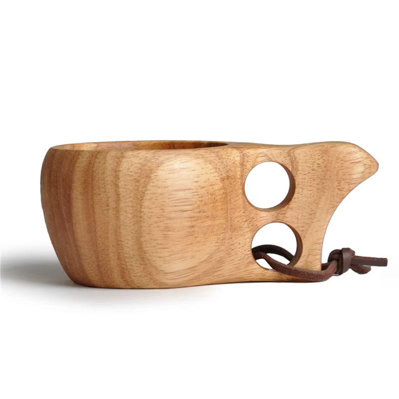 4PC Style nordique tasses en bois faites à la main finlandais traditionnel extérieur 200Ml