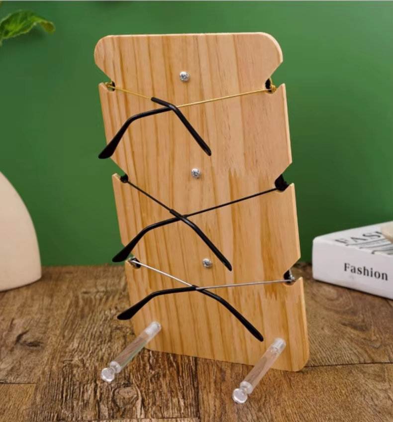 Panneau en bois avec présentoir de lunettes en bois acrylique transparent, support de rangement multicouche pour lunettes de soleil, présentoir de rangement pour lunettes de maison