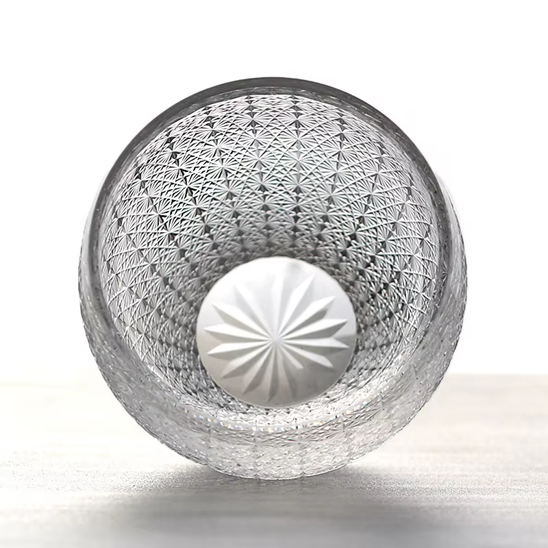 Tasse en verre de cristal gypsophile avec boîte en bois