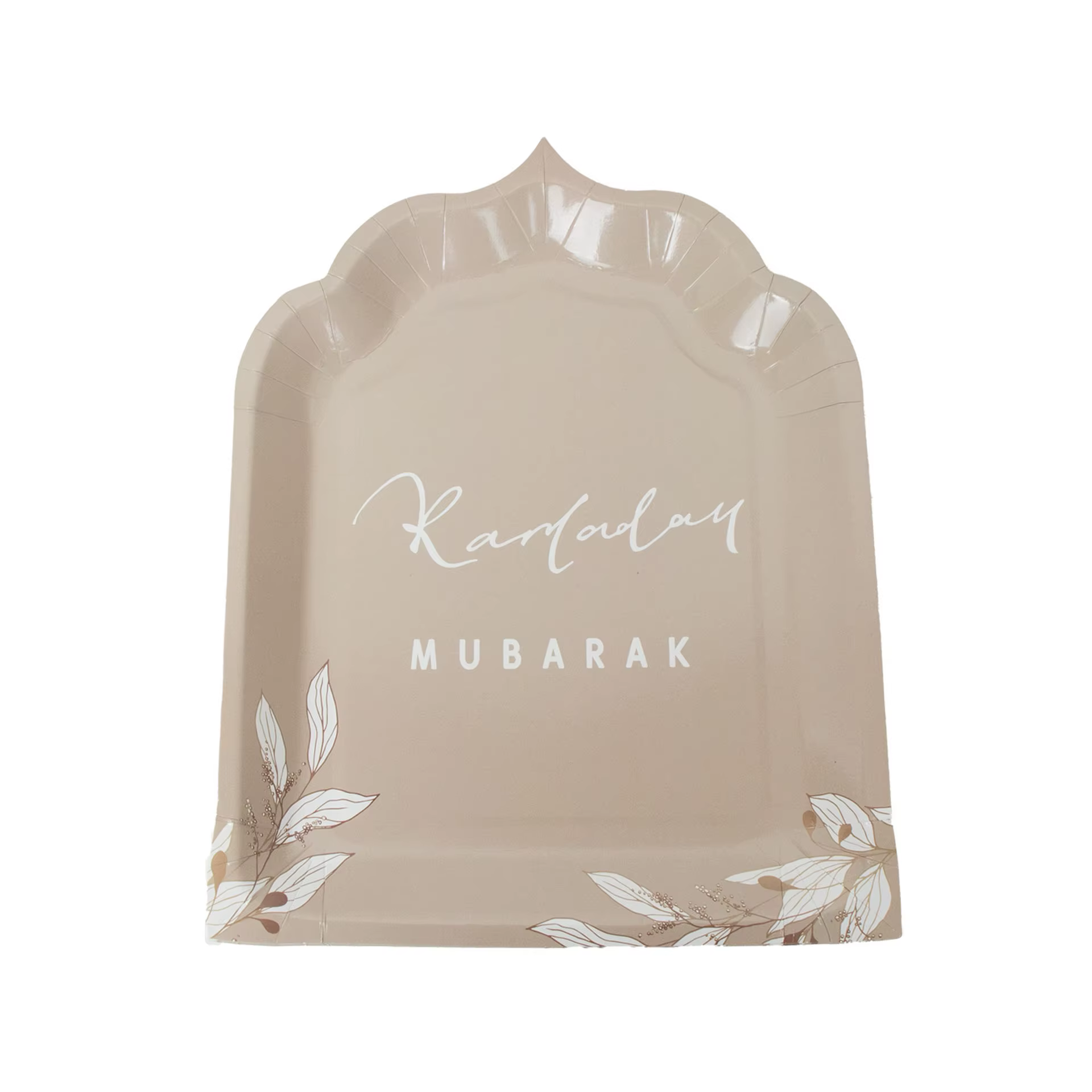 Assiettes en papier gris Ramadan Mubarak
