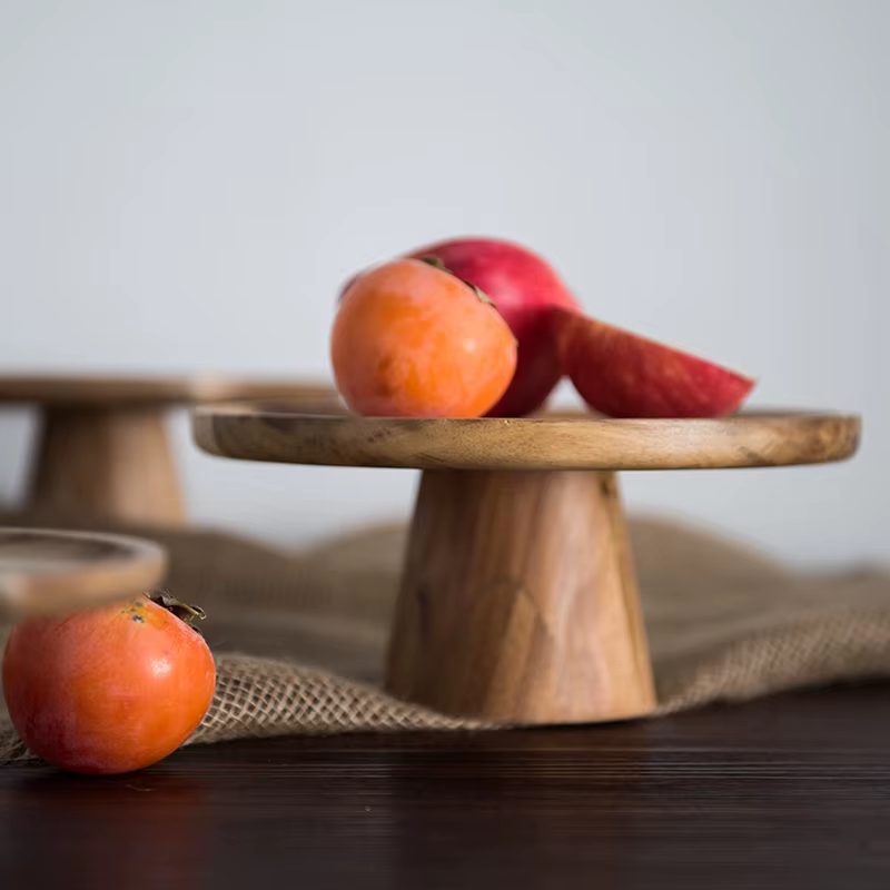 KEMORELA assiette à gâteau en bois à support haut plateaux de service alimentaire créatifs plateau de collation de
