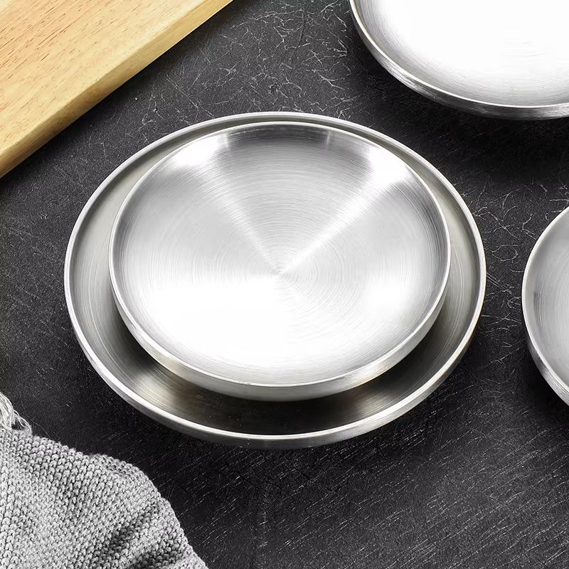 Assiette ronde en acier inoxydable 304