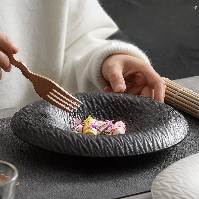 Assiette ronde créative en céramique pour Steak de bœuf