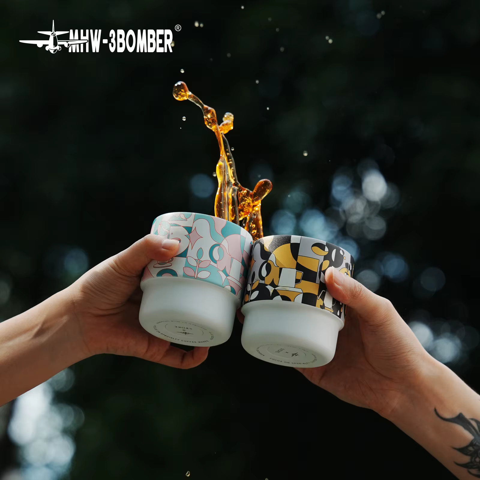 3BOMBER × Sttoke 220ml tasse à café tourbillonnante fond incurvé améliore l'arôme