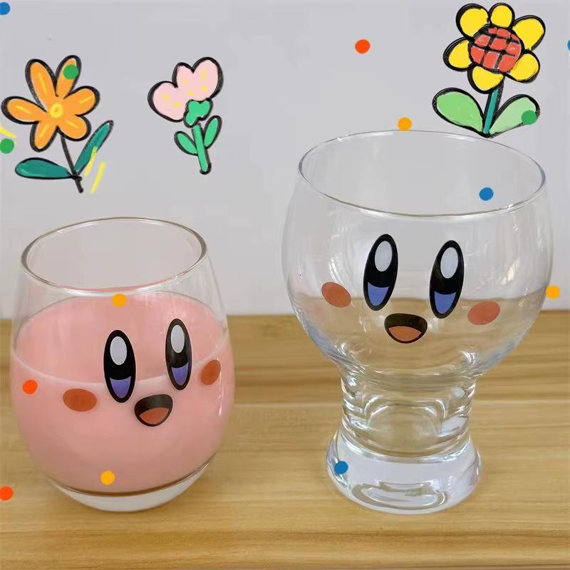 Tasse à eau en verre Kirby, motif dessin animé mignon, grande capacité, pour jus et lait, nouvelle collection, design créatif exquis, ensemble familial