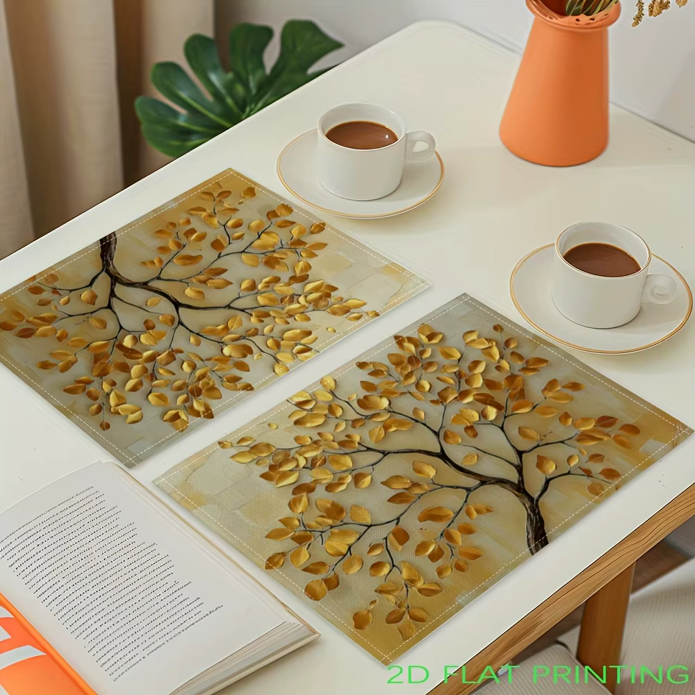 Sets de table imprimés feuilles d'or