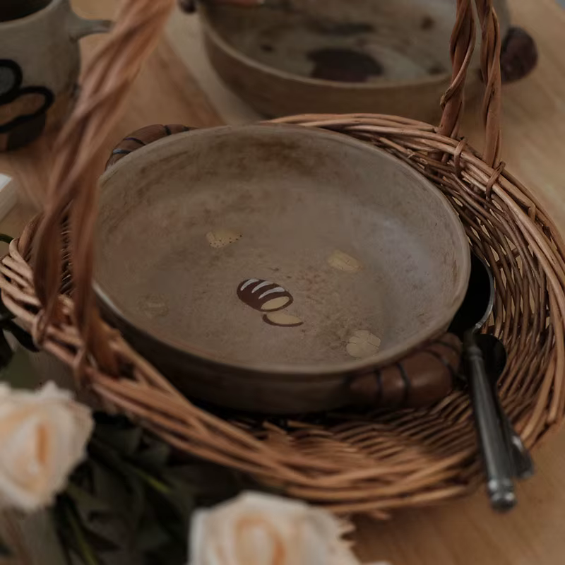 Assiette à pain en céramique polyvalente artisanale Vintage