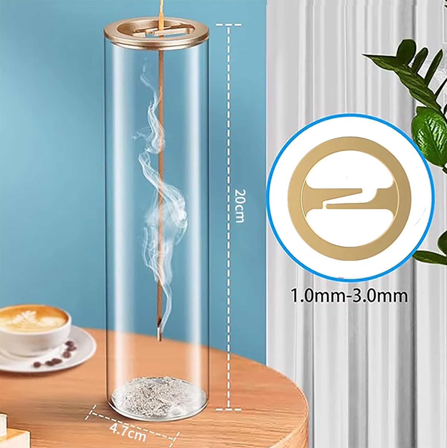 Brûleur d'encens moderne en verre anti-cendres volantes avec cendrier