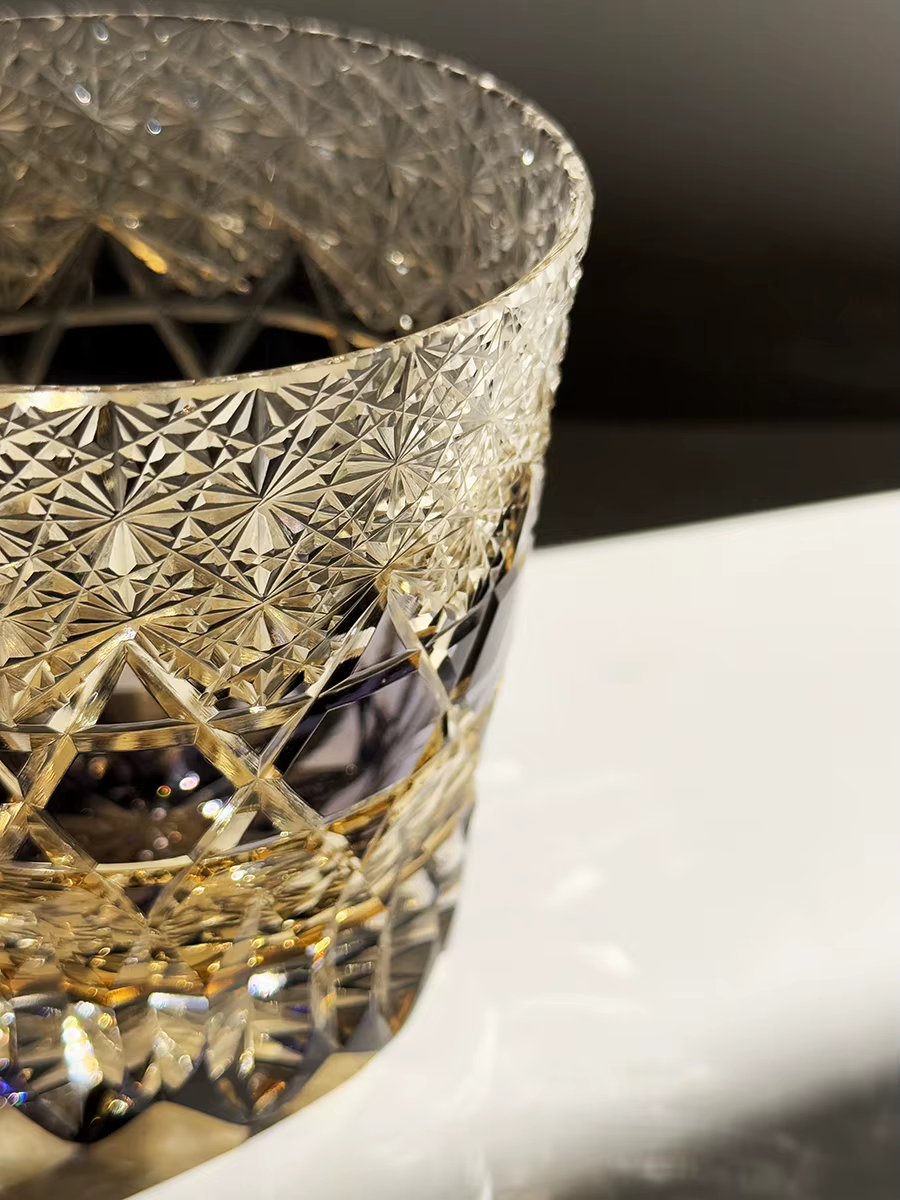 CHAMVIN'S améthyste Edo Kiriko verre à whisky gravé à la main gobelet en cristal articles de bar