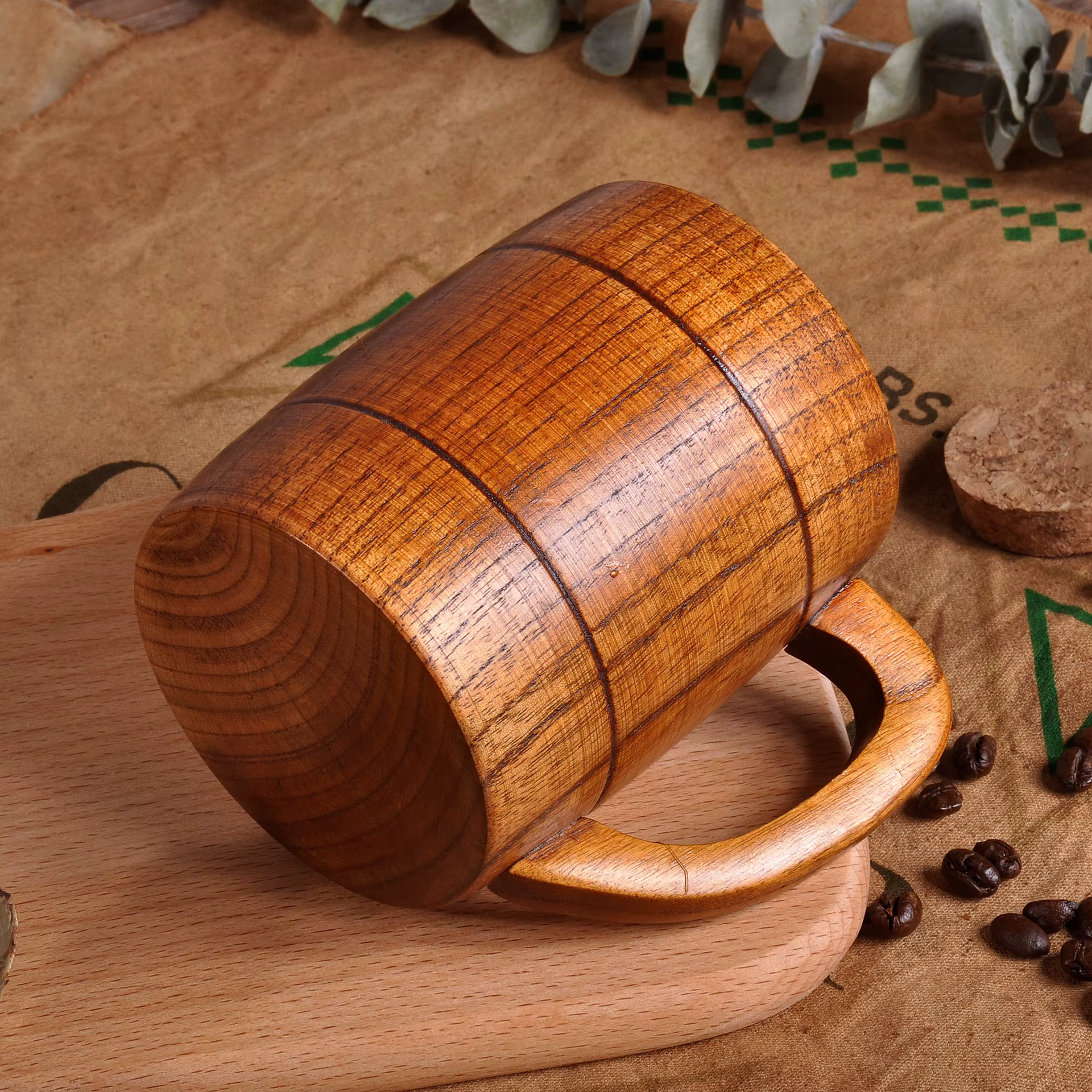 Tasse à café en bois artisanale de 320ml