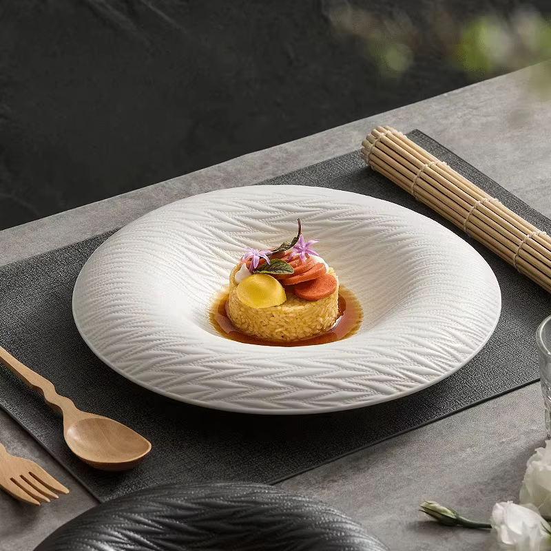 Assiette ronde créative en céramique pour Steak de bœuf