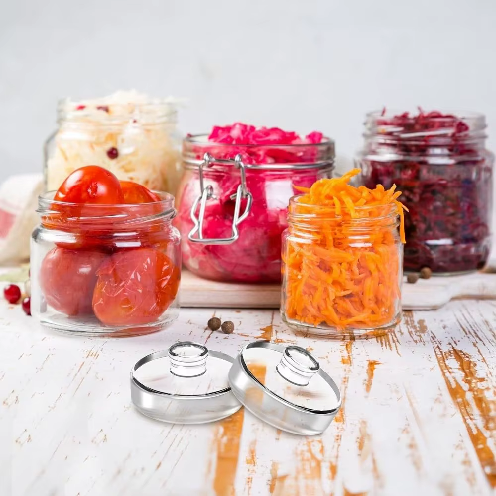 Poids en verre fermenté transparent avec poignée