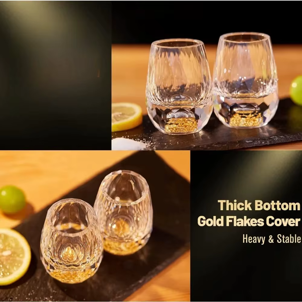 Verre à vin en cristal feuille d'or de 15 ml