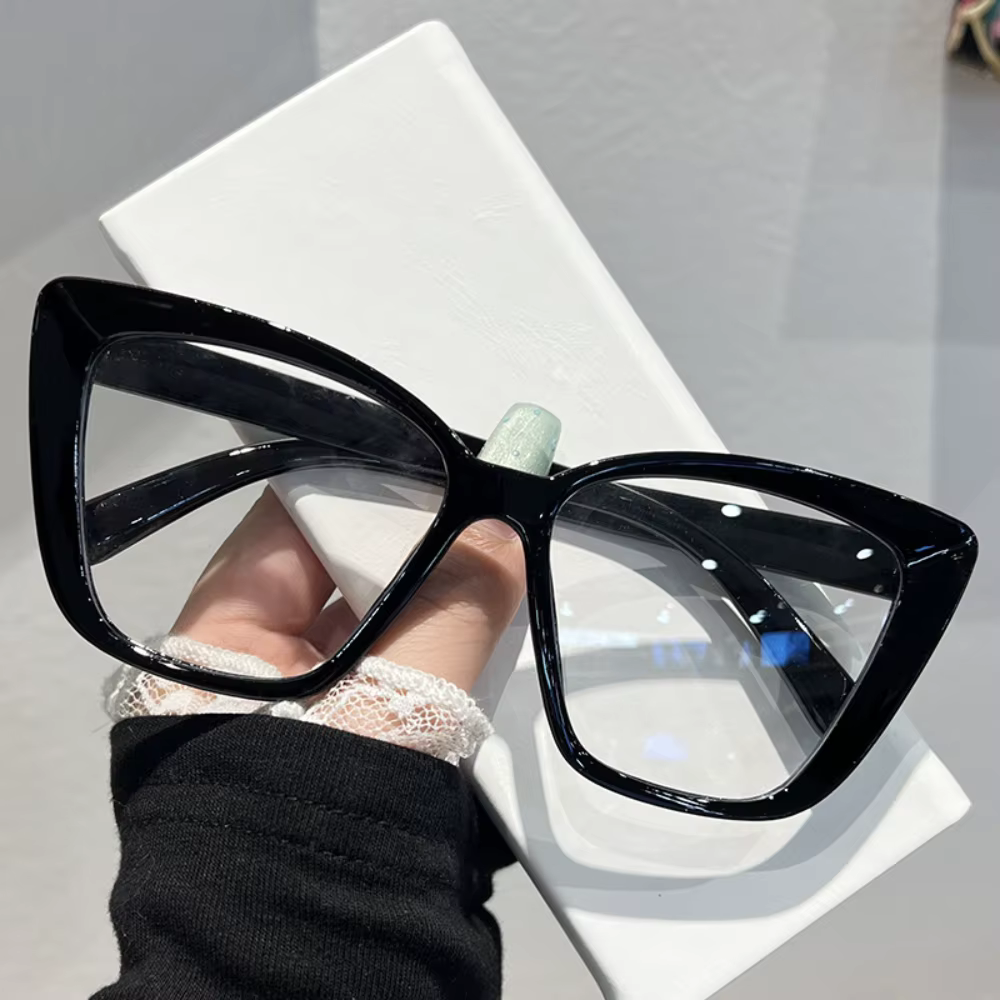 Lunettes transparentes efficaces, unies, à grande monture, surdimensionnées pour un usage quotidien, paramètres professionnels, temps d'écran