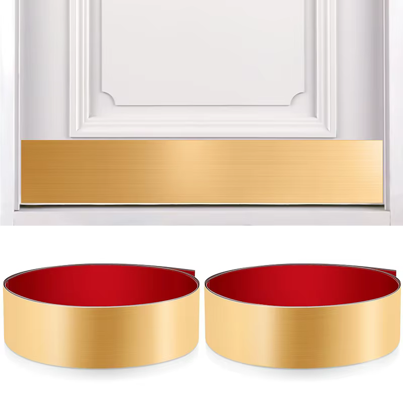 Rouleau de 5 m de plaque de pied en acier inoxydable, couvercle de Base de plaque de pied, garniture de moulage de plinthe pour mur, porte, Protection anti-rayures des orteils