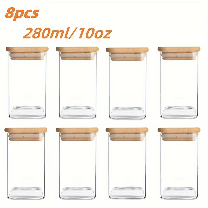 1/2/4/8 pièces, pots en verre de 10oz avec couvercles hermétiques
