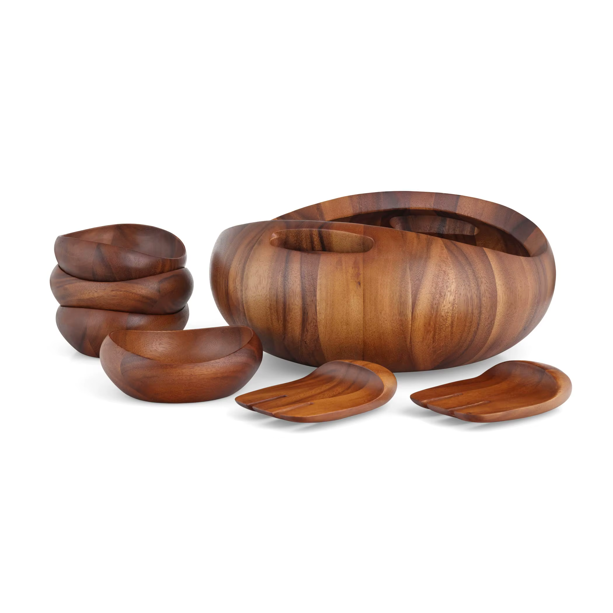 Ensemble de salade de bol de service en bois d'acacia de 15 pouces