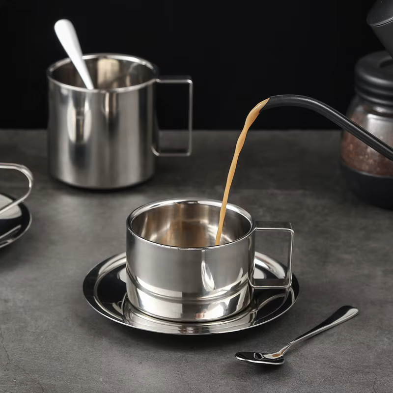 Tasse à café Vintage en acier inoxydable