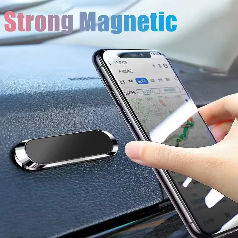 Support magnétique pour téléphone de voiture, rotatif, mini, en forme de bande, support en métal, aimant puissant, support GPS pour voiture pour iPhone 16 Xiaomi Huawei Samsung
