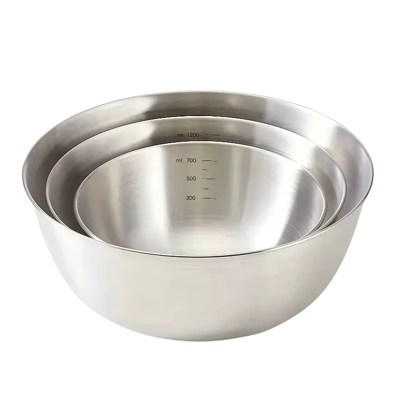 Ensemble de 3 bols mélangeurs empilables en acier inoxydable avec marques de mesure