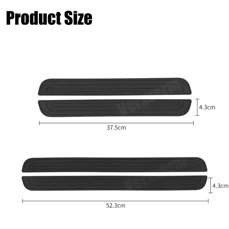 4 autocollants de protection de seuil de porte de voiture en caoutchouc durable, anti-rayures, pour protection de seuil de porte