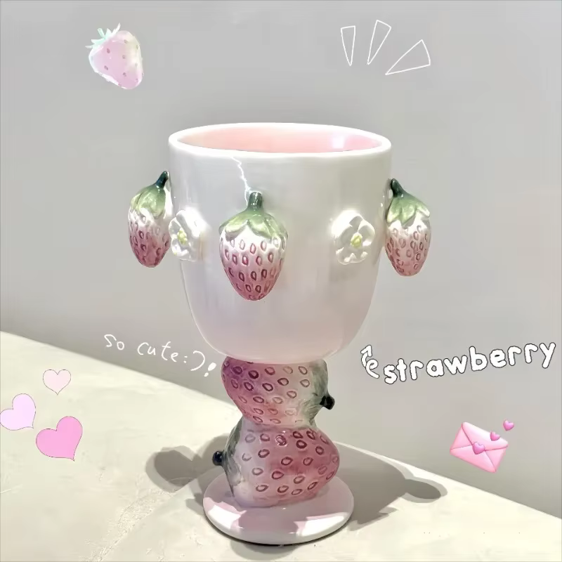 Vaisselle en céramique en relief tridimensionnel aux fraises