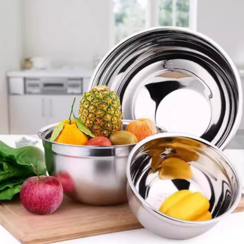 Bassin à salade en acier inoxydable 5 pièces avec couvercle