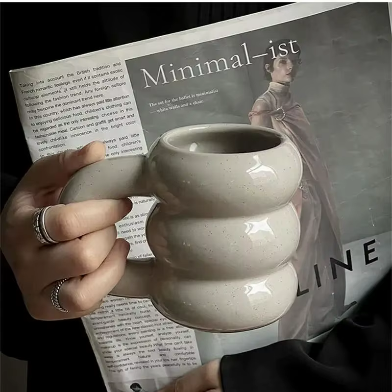 Mignon épaissir tasses d'eau en céramique café tasse à lait avec poignée 420Ml grande