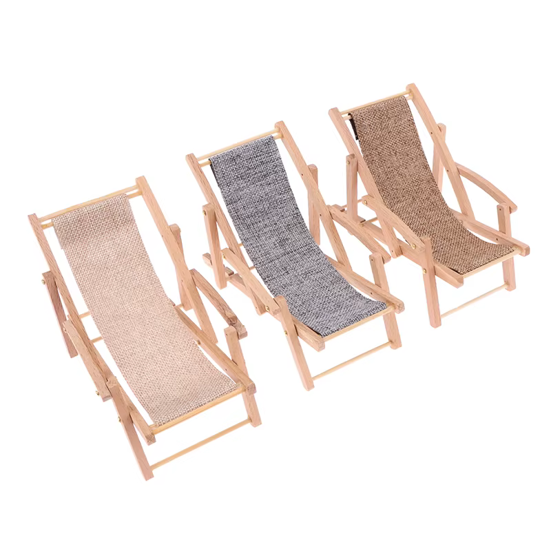 Chaise de plage Miniature pour maison de poupée 1:12, modèle de chaise longue, accessoires de meubles pour décoration de maison de poupée, jouets de jeu pour enfants