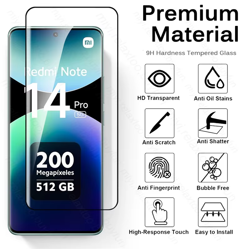 3 pièces verre de protection pour Redmi Note 14 Pro 5G 9D verre trempé Redmy Note14Pro Note15 Note14 Pro + 4/5G protecteur d'écran incurvé