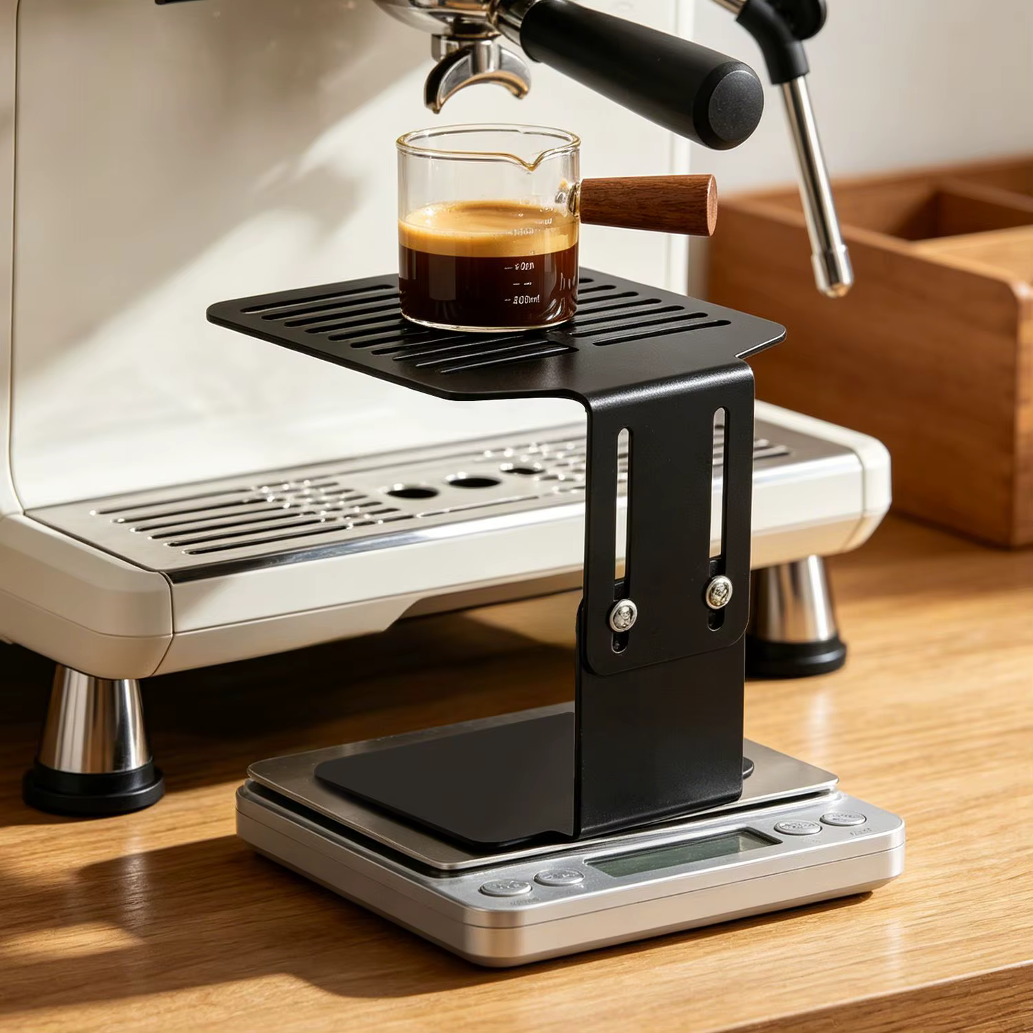 Balance électronique à café avec support de tasse d'extraction pour machine à expresso réglable en hauteur