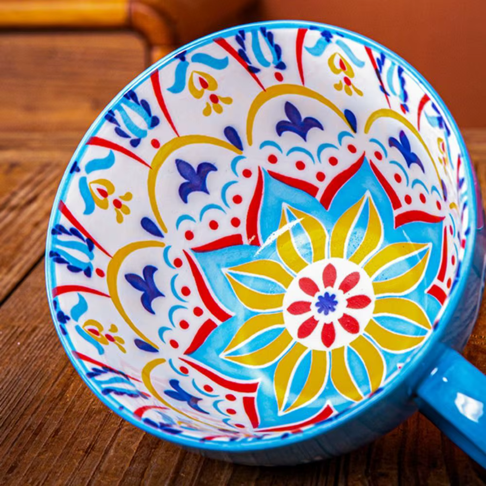 Tasse de petit déjeuner bohème en céramique créative