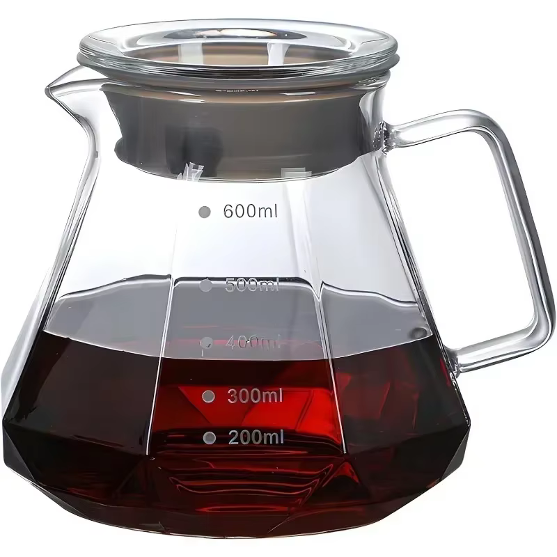 Pot de partage de café en verre de diamant de 400 à 600ml