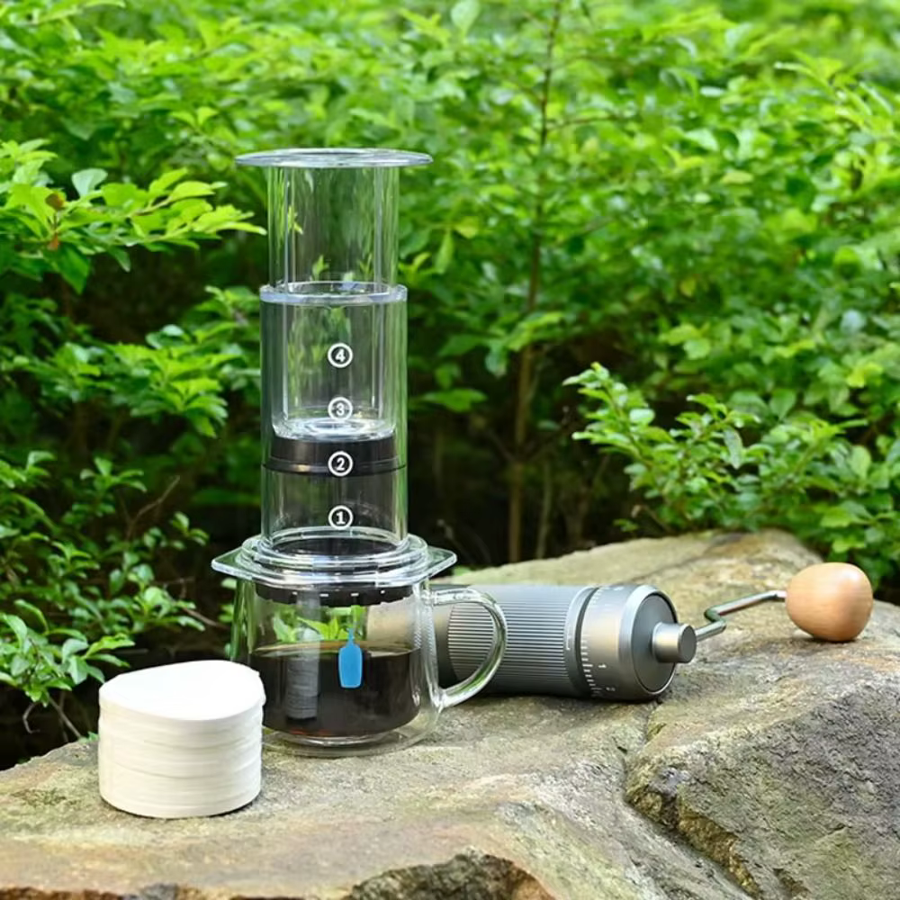 Partager Pot Portable bouilloire à café Transparent Style français presse cafetière anti-dérapant léger main Verser