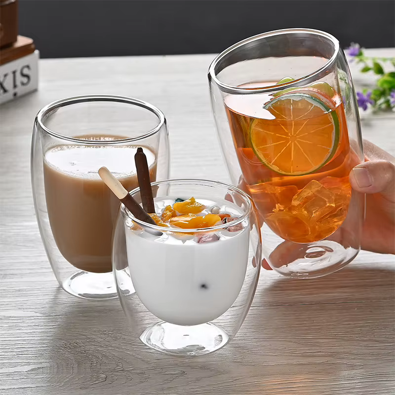 Verre Transparent isolé thermiquement créatif en forme d'œuf Double couche