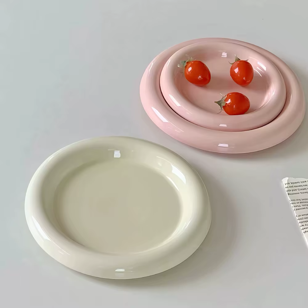 Assiette ronde créative en céramique de Style coréen