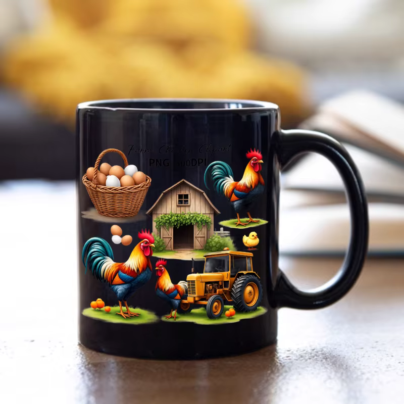 Tasse à café de poulet de ferme