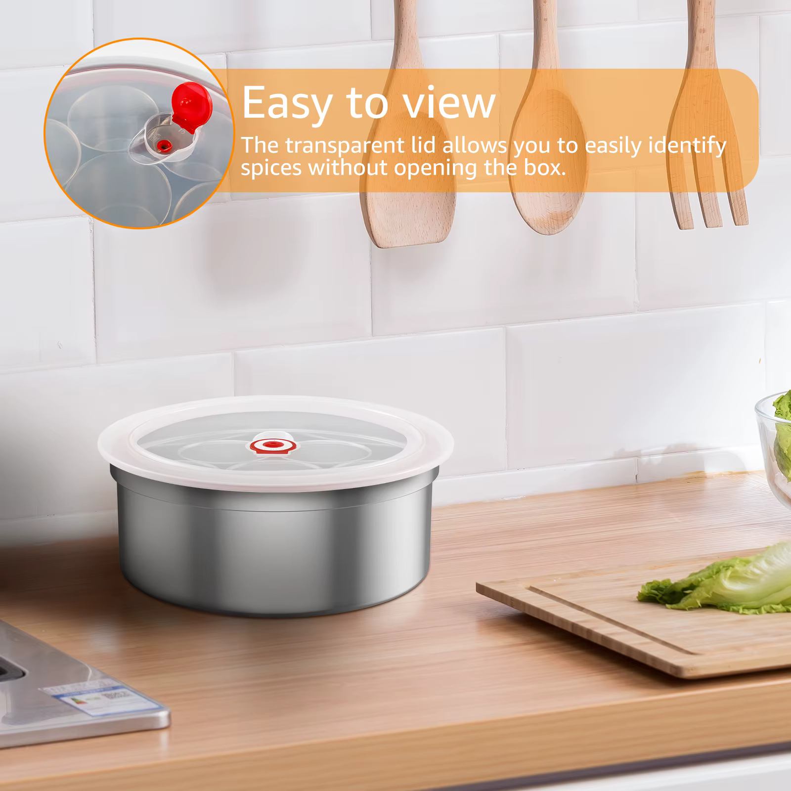 Masala Dabba Boîte à épices Récipient de stockage d'épices en acier inoxydable avec 7 compartiments
