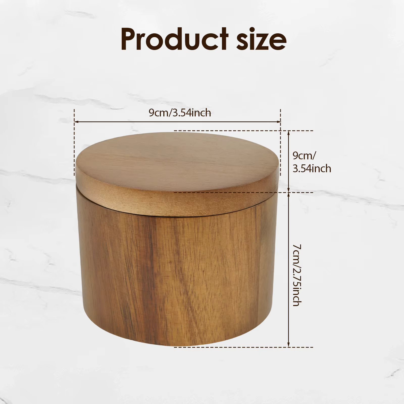Salière Ronde en Bois d'Acacia avec Cuillère spatirée et Couvercle à Comcussion Magnétique