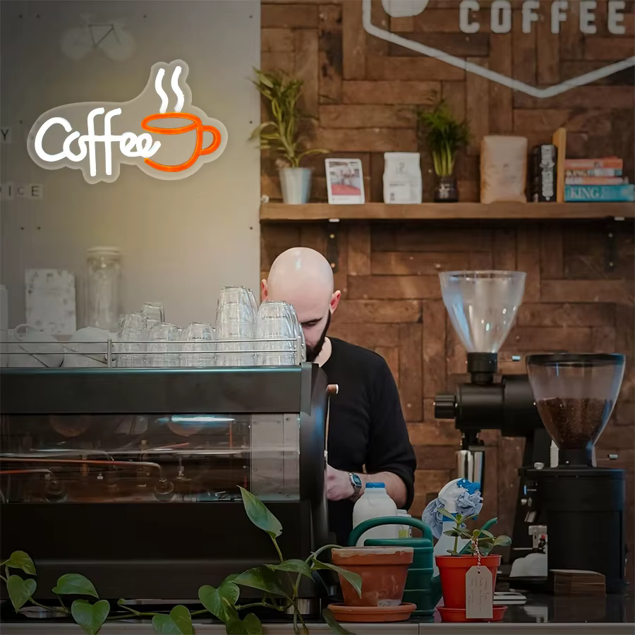 Enseigne néon café, enseignes lumineuses LED en forme de tasse pour la décoration de bar