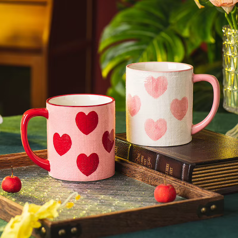 Tasse à café en céramique marquée cœur d'amour