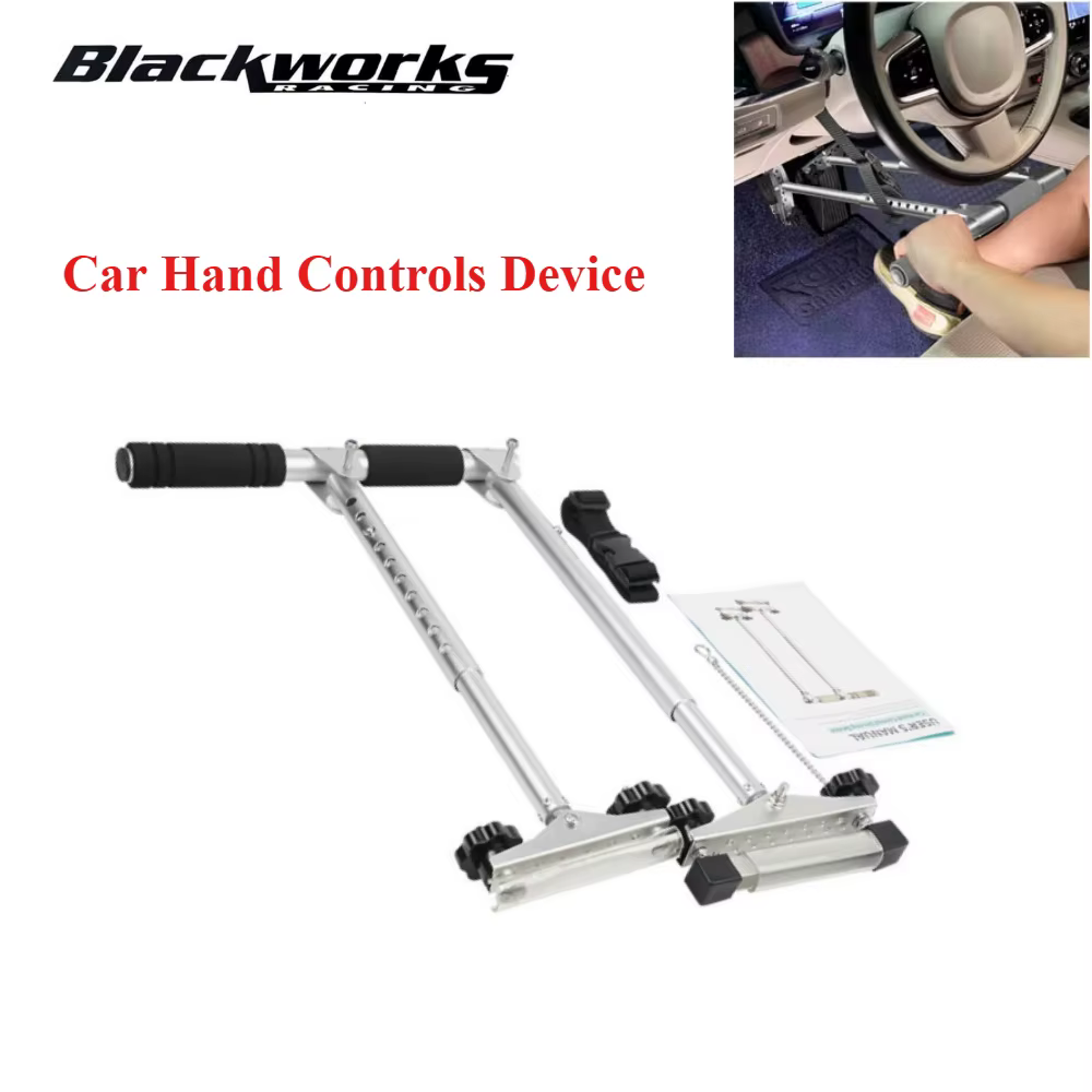 Commandes de conduite portables pour conducteurs handicapés, dispositif d'assistance à la conduite manuelle pour voitures, pour personnes blessées ou à mobilité réduite, couleur argent