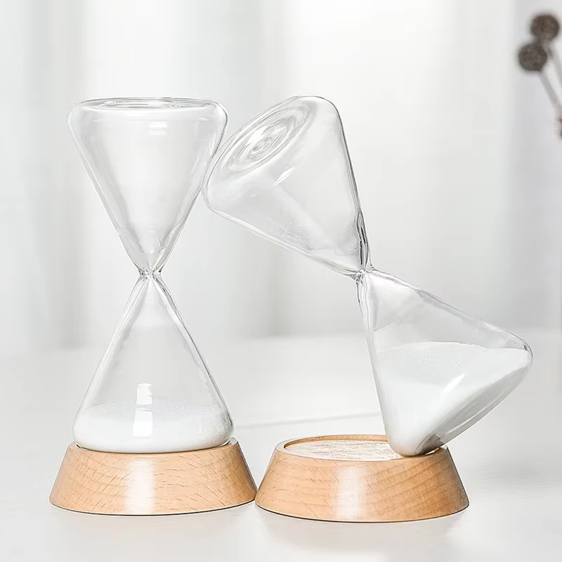 Nouveau sablier de temps de gouttelette de verre nordique avec Base en bois décoration de la maison artisanat cadeau