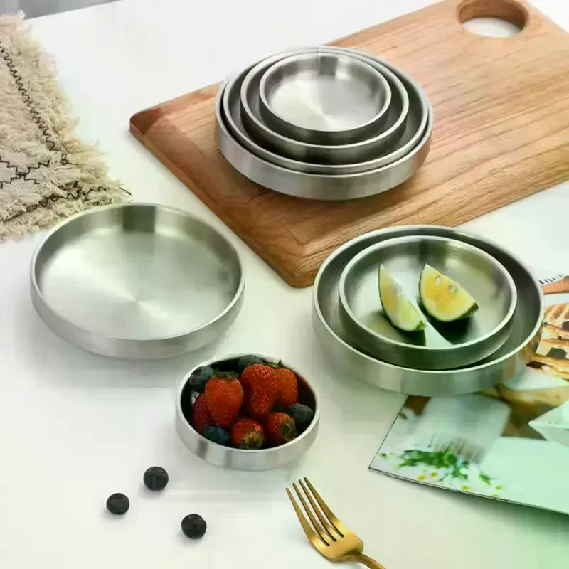 Assiette plate en acier inoxydable 201/304
