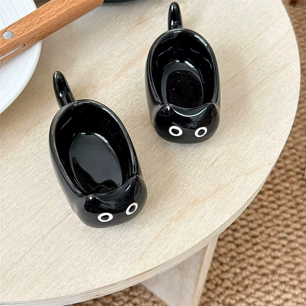 Mini assiette à tremper en céramique en forme de chat