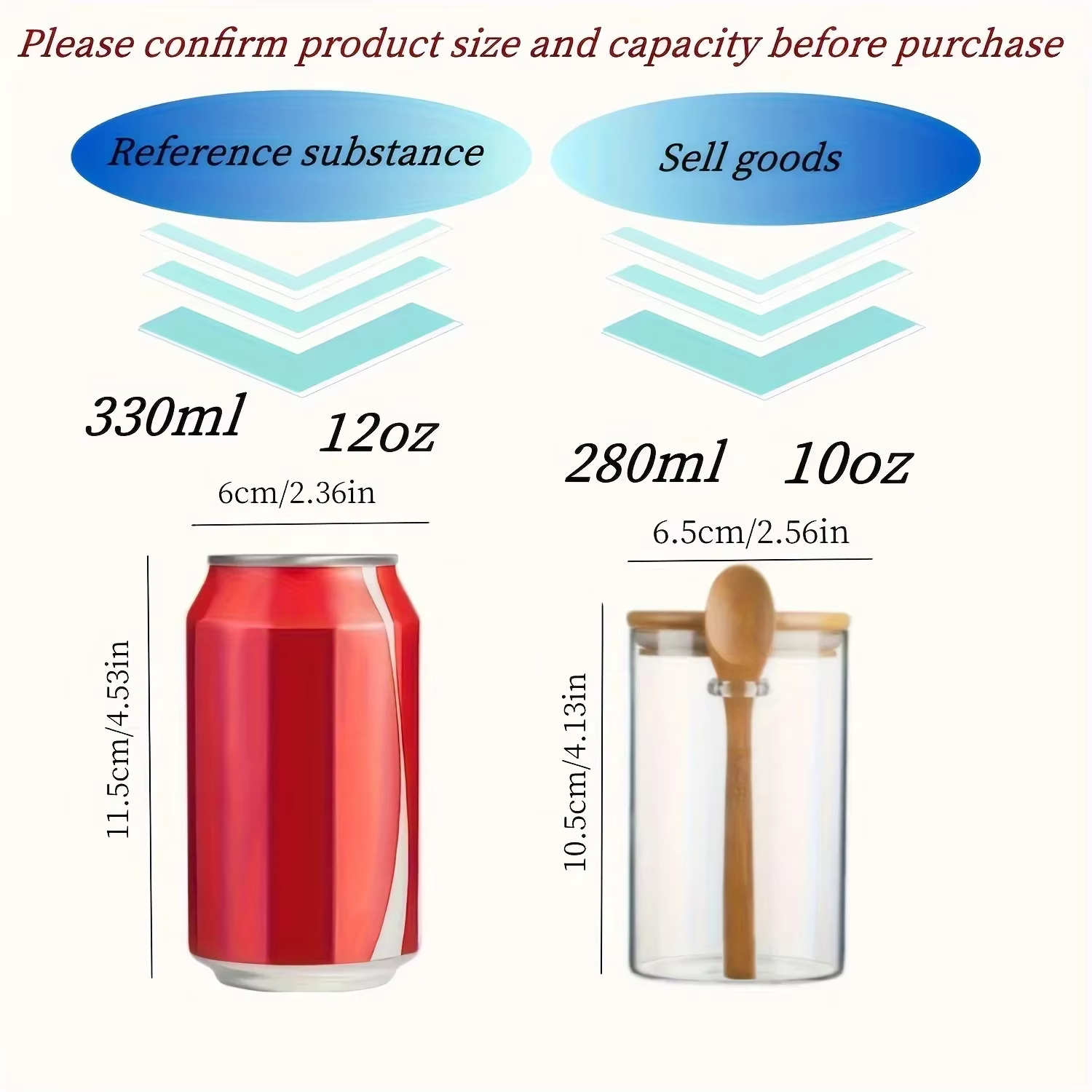 Récipient à sucre en verre de 280ml avec cuillère