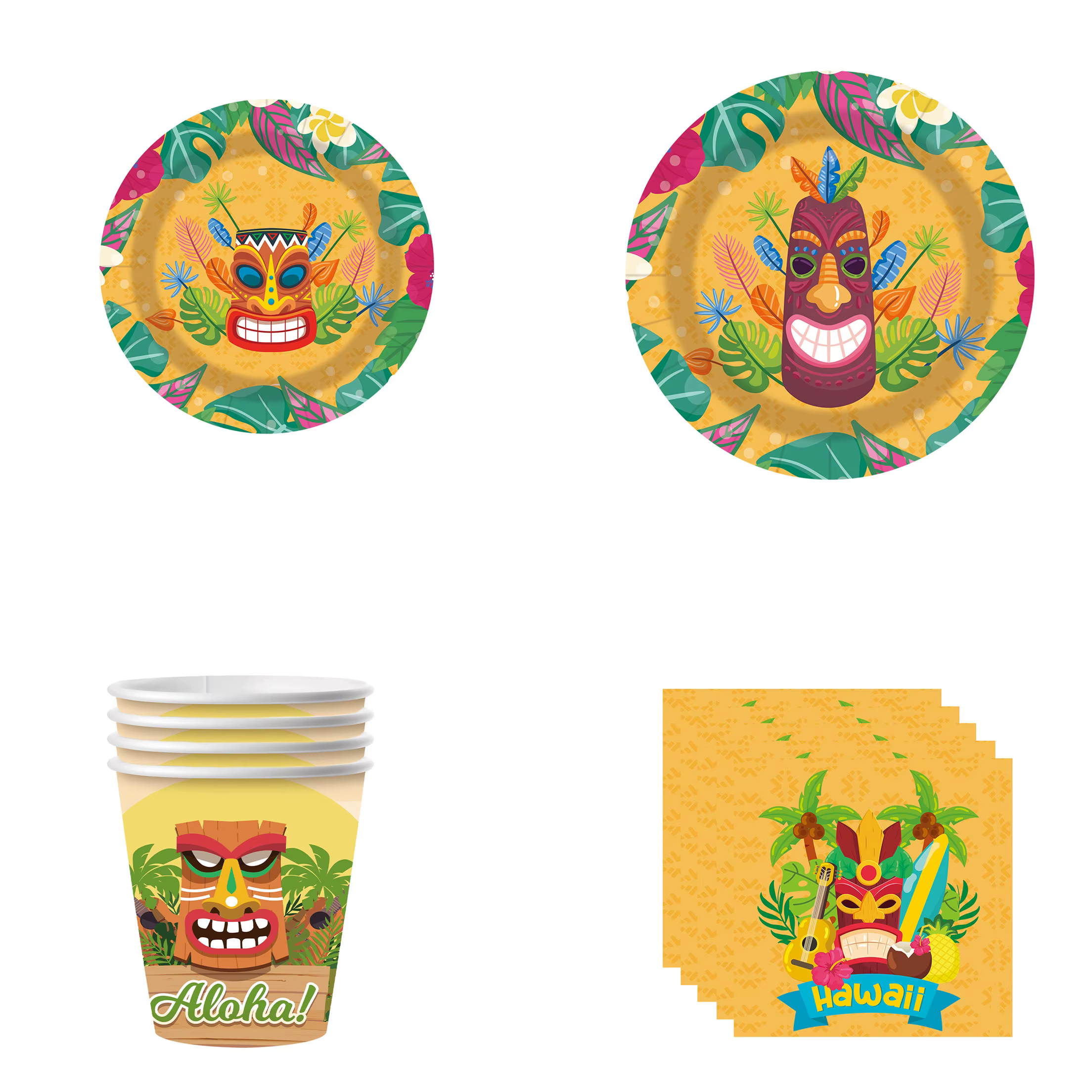 Les vaisselle écologiques en feuilles de palmier Tiki conviennent aux anniversaires hawaïens